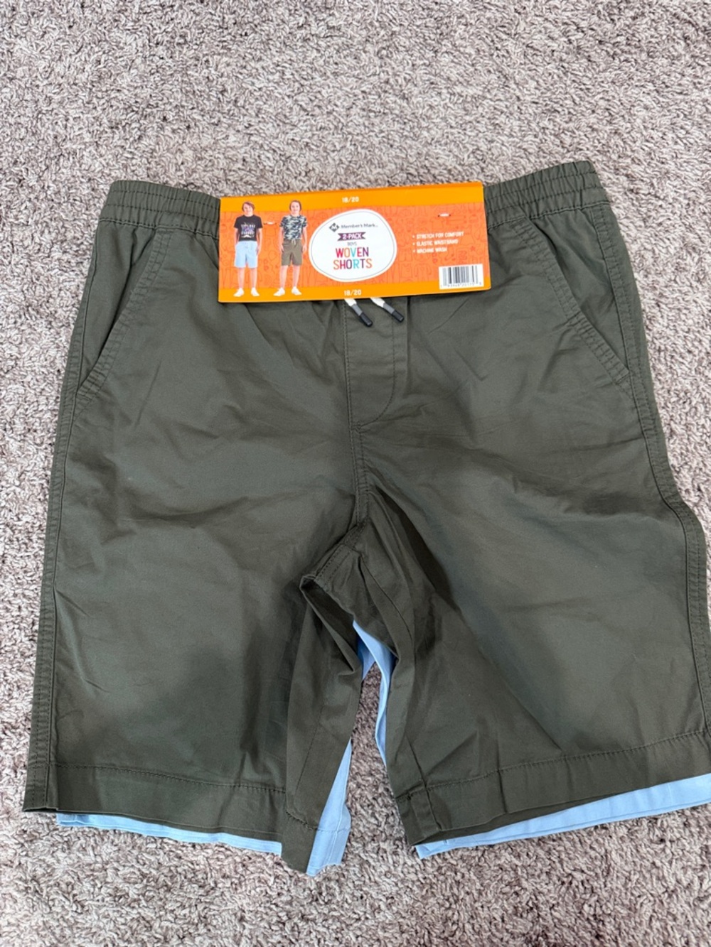 Boys Olive Green Woven Shorts